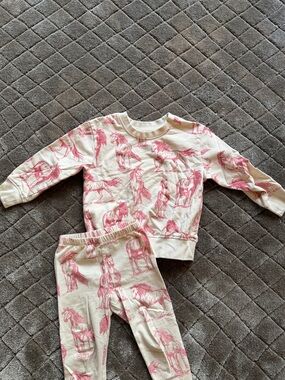 Pink Chicken Cream and Pink Horse-Print Kids Set